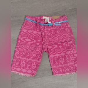 Pink and Blue Geometric Patterned Shorts Size 12.